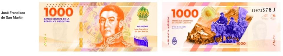 El billete de $1.000 tendrá la figura de José de San Martín