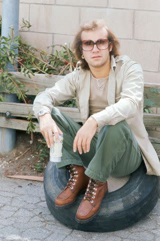 <p>Maureen Donaldson/Getty </p> Bernie Taupin circa 1980