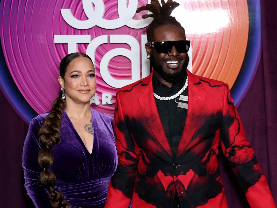 <p>Leon Bennett/Getty</p> T-Pain and his wife Amber Najm attend Soul Train Awards 2023 on November 19, 2023 in Beverly Hills, California.