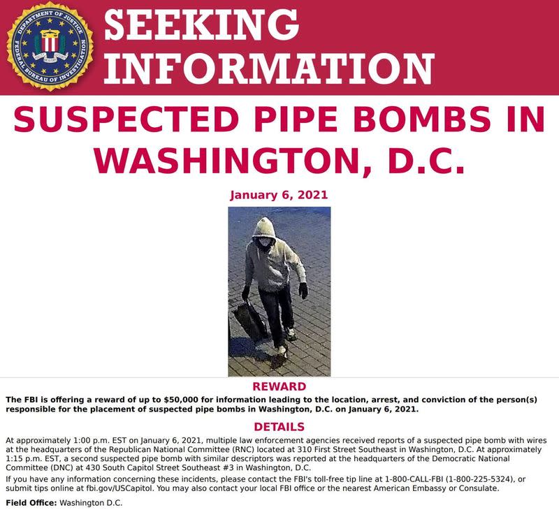 FBI requests information on pipe bombs in Washington