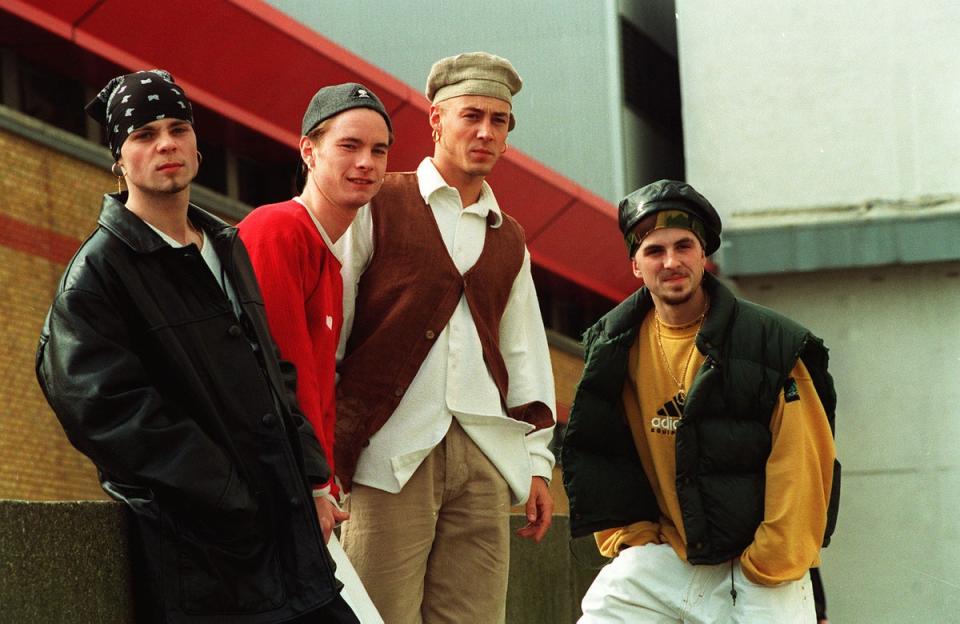 Terry Coldwell (far right) with East 17 around the height of their fame (Alamy Stock Photo)