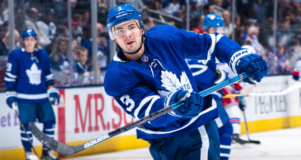 Justin Holl has taken advantage of his opportunity with the Toronto Maple Leafs this season and proven to be a contributor on both sides of the puck. (Photo by Kevin Sousa/NHLI via Getty Images)