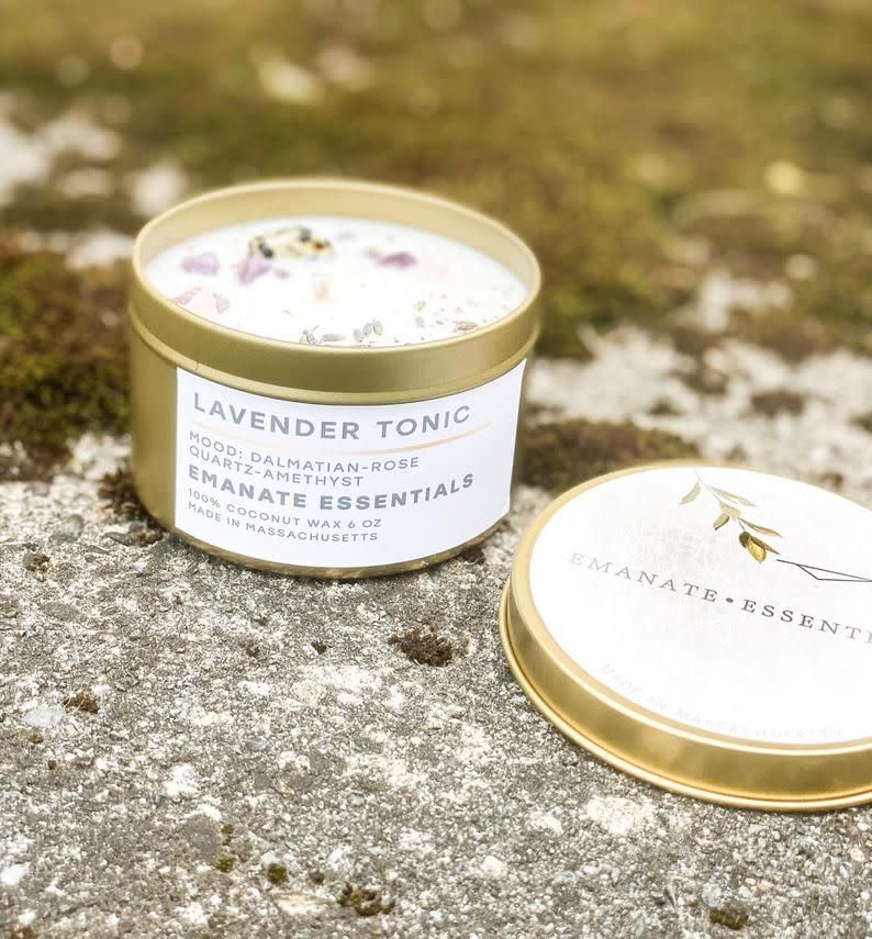 <p><strong>EmanateEssentials</strong></p><p>etsy.com</p><p><strong>$22.00</strong></p><p>Help them destress with a relaxing aromatherapy candle that's infused with super good-smelling herbs. Throw in a subscription to a meditation app for a truly holistic self-care gift.</p>