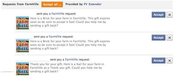 Three FarmVile requests