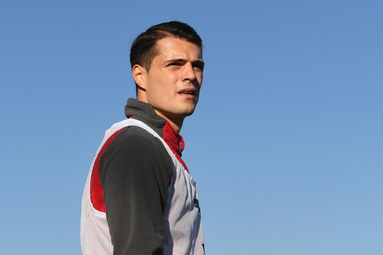 Title hope | Xhaka has refused to hand the Premier League crown to Man City: Arsenal FC via Getty Images