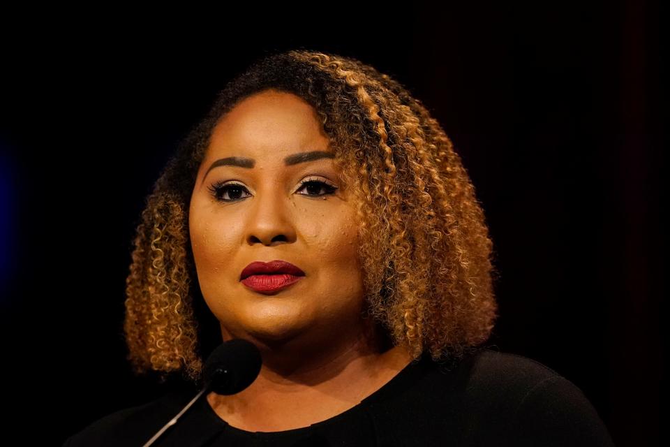 Georgia Lt. Gov candidate Renitta Shannon participates in a Democratic primary debate. (AP Photo/Brynn Anderson, Pool)