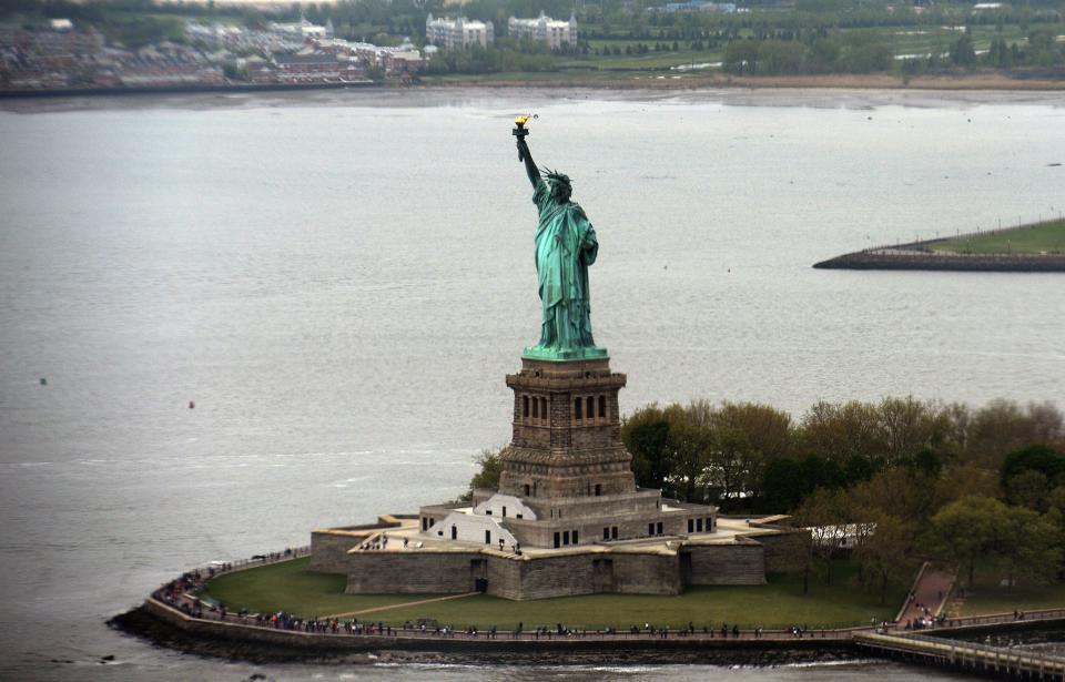 The Statue of Liberty is pictured in New York, on May 14, 2014. The statue, designed by Frederic Auguste Bartholdi and dedicated on October 28, 1886, was a gift to the U.S. from the people of France. (JEWEL SAMAD/AFP/Getty Images)