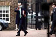 Britain's Chancellor of the Duchy of Lancaster Michael Gove leaves Lancaster House in London