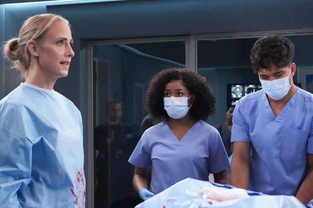 From Left: Kim Raver, Alexis Floyd and Niko Terho in the Season 19 finale of 