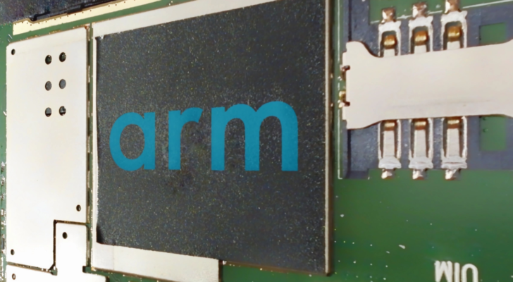 ARM company logo or ARM Holding plc logo on smartphone hardware. is a British semiconductor and software design company owned by SoftBank group