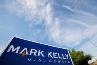 A sign for Democratic Senate candidate Mark Kelly is seen along a roadside in Peoria