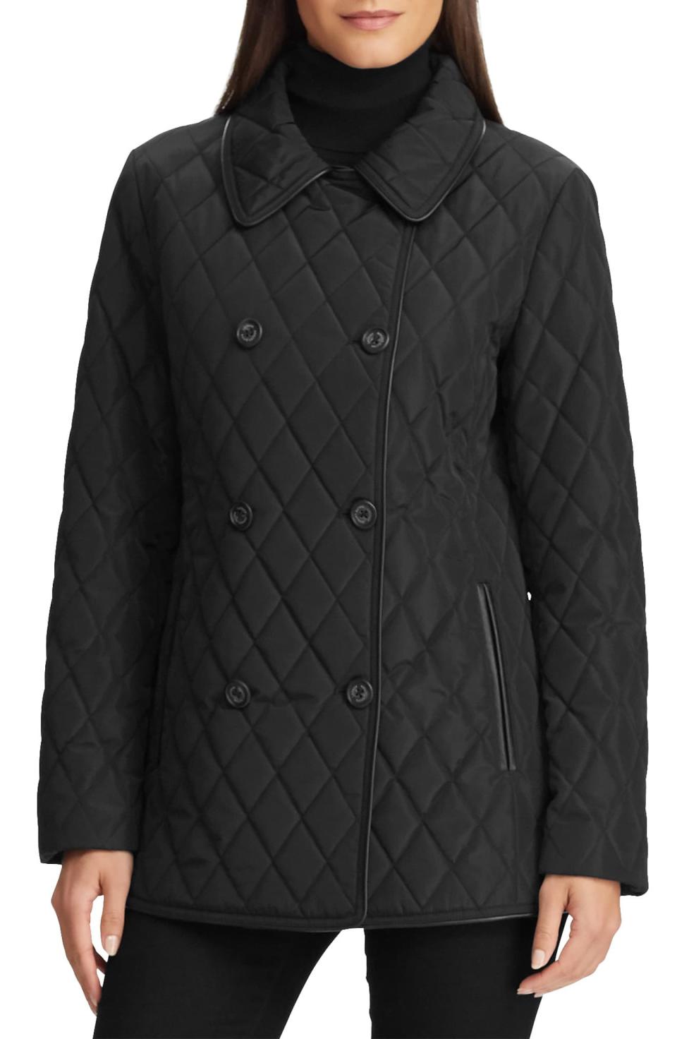 Double Breasted Quilted Peacoat