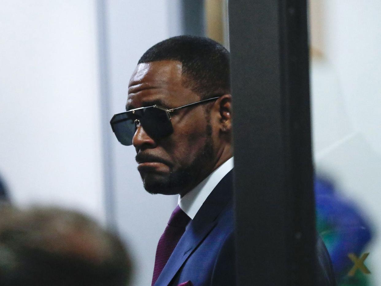 Singer R. Kelly is seen at the Daley Center in Chicago for a child support hearing on March 13, 2019. His jury trial in Chicago is scheduled to kick off on Aug. 1.