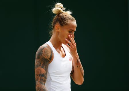 Tennis - Wimbledon - London, Britain - July 8, 2017 Slovenia’s Polona Hercog during her third round match against Russia’s Svetlana Kuznetsova REUTERS/Matthew Childs