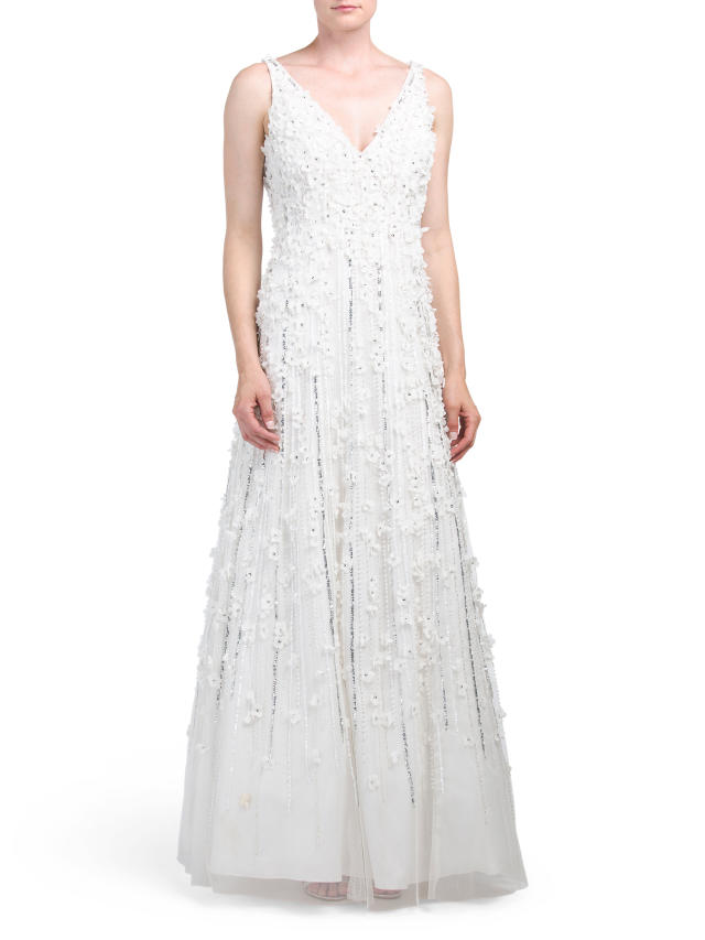 I just wanted to let you all know that TJ Maxx online has wedding dresses.  The brand is called Theia Bridal and prices range from $300-$600. Here are  some examples. : r/weddingdress