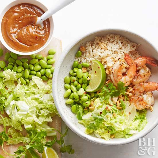 Grain bowls make mealtime a breeze and feature fresh, healthy ingredients. Thanks to the nature of meals in a bowl, each of these grain bowl recipes include multiple food groups. Don't feel like you have to stick strictly to the recipe—add an egg to your quinoa bowl, swap goat cheese for feta, or switch up the grain called for and use your favorite.