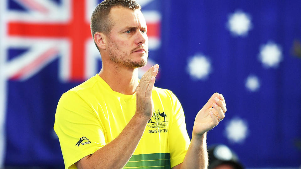 Lleyton Hewitt, pictured here during Australia's Davis Cup tie against Brazil in 2020.