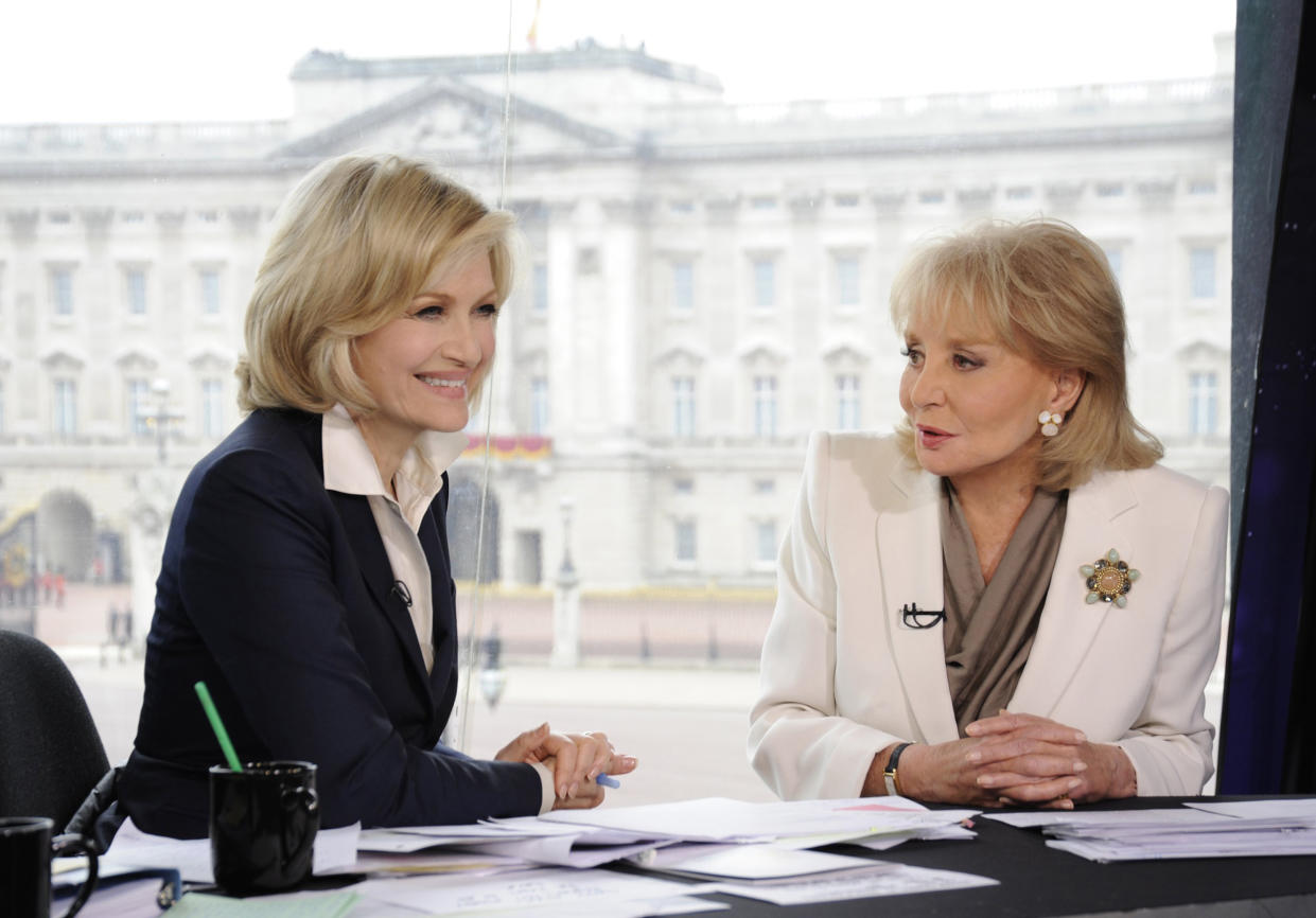 Diane Sawyer and Barbara Walters report from London during the wedding of Prince William and Princes Kate (Donna Svennevik / Disney General Entertainment Content via Getty Images file)
