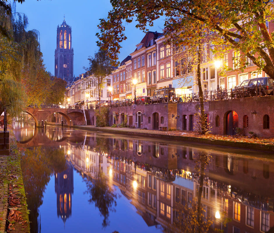 Utrecht's glassy canals and labyrinthine streets are a 20-minute train ride from Amsterdam—and a world apart.<p>Sara Winter/Getty Images</p>
