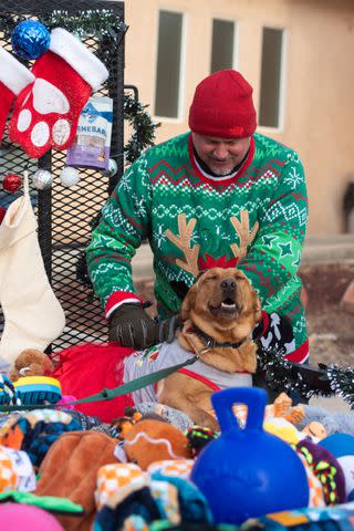 <p>Best Friends Animal Society</p> Watch Shelter Dogs Open Christmas Presents from Santa’s Sleigh in Adorable Photos