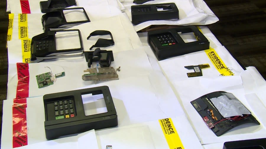<em>LAS VEGAS (KLAS) — Law enforcement agencies across the valley, along with the U.S. Secret Service, seized skimming devices from ATMs and point-of-sale machines across the Las Vegas valley as part of a two-day operation. (KLAS)</em>