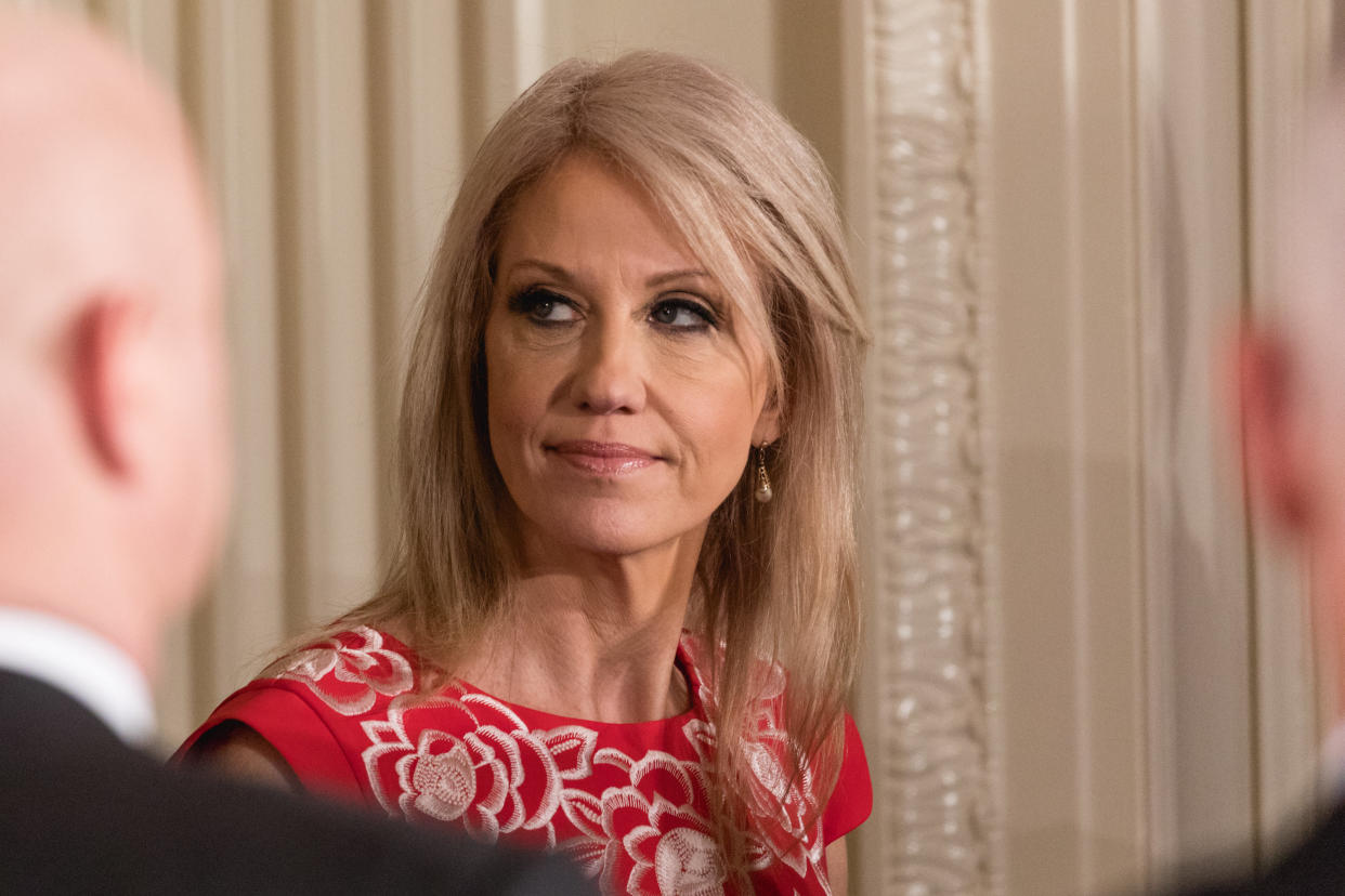 White House counselor Kellyanne Conway, seen on Feb. 23, violated the Hatch Act twice in late 2017, according to a report released Tuesday from the U.S. Office of Special Counsel. (Photo: Cheriss May/NurPhoto via Getty Images)