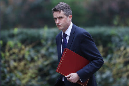 Britain's Secretary of State for Defence Gavin Williamson arrives in Downing Street in London, Britain, April 12, 2018. REUTERS/Simon Dawson