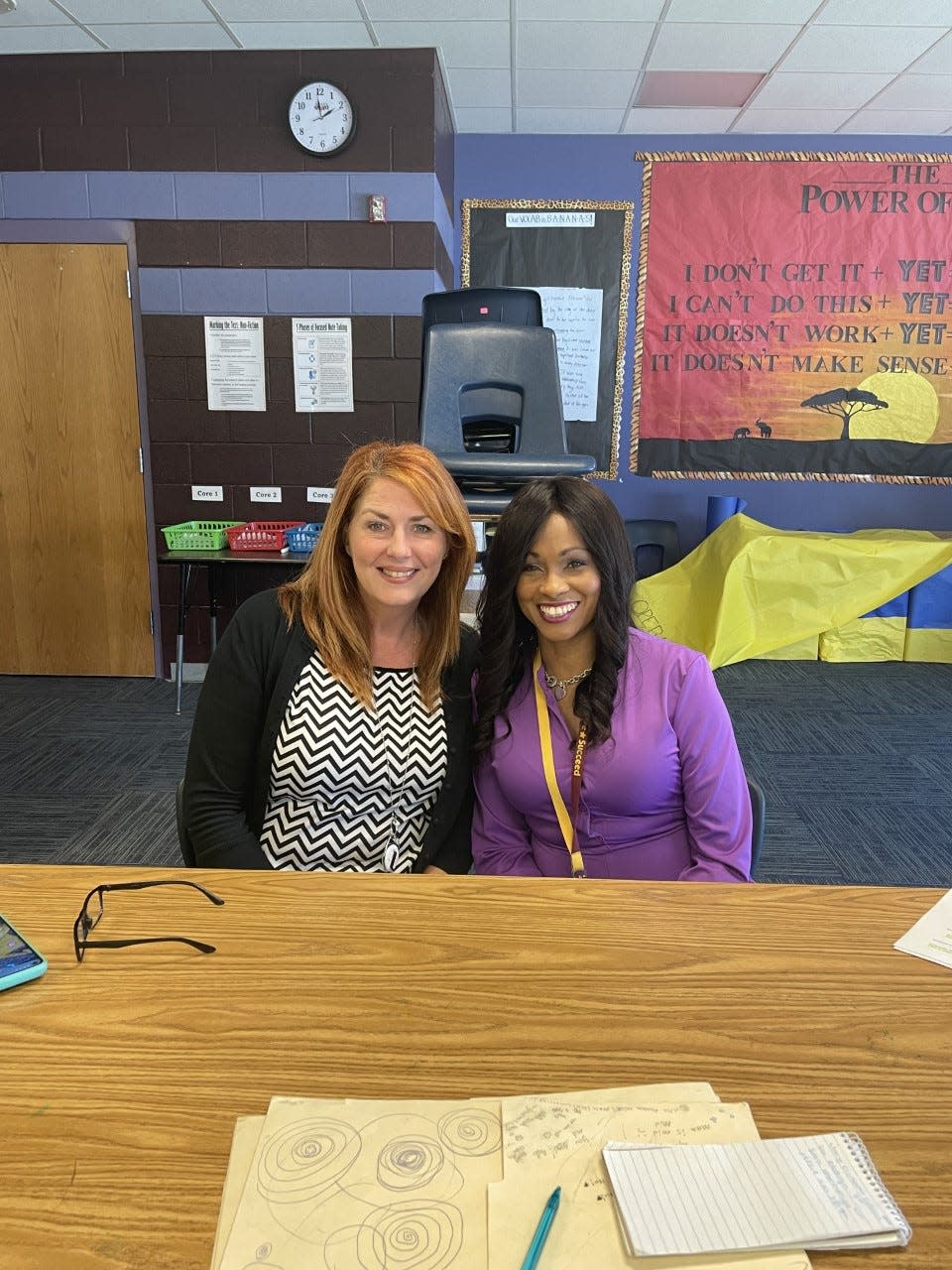 Allison Buckley, left, and Octavia Thomas are proud of their Jacksonville Commons Middle School students making a change in helping Ukrainian children.