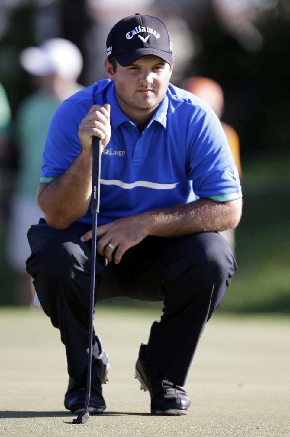 Patrick Reed takes a look at his shot on the 12th green during the third round of the Cadillac Championship golf tournament Saturday, March 8, 2014, in Doral, Fla. (AP Photo/Wilfredo Lee)