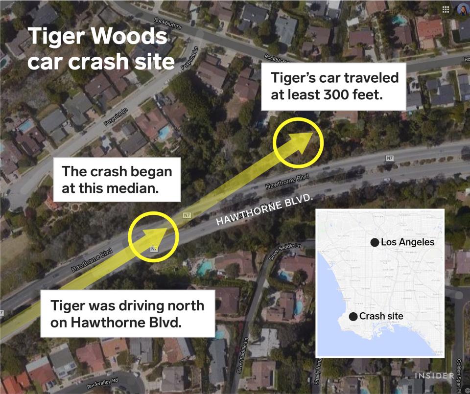 tiger woods crash site map