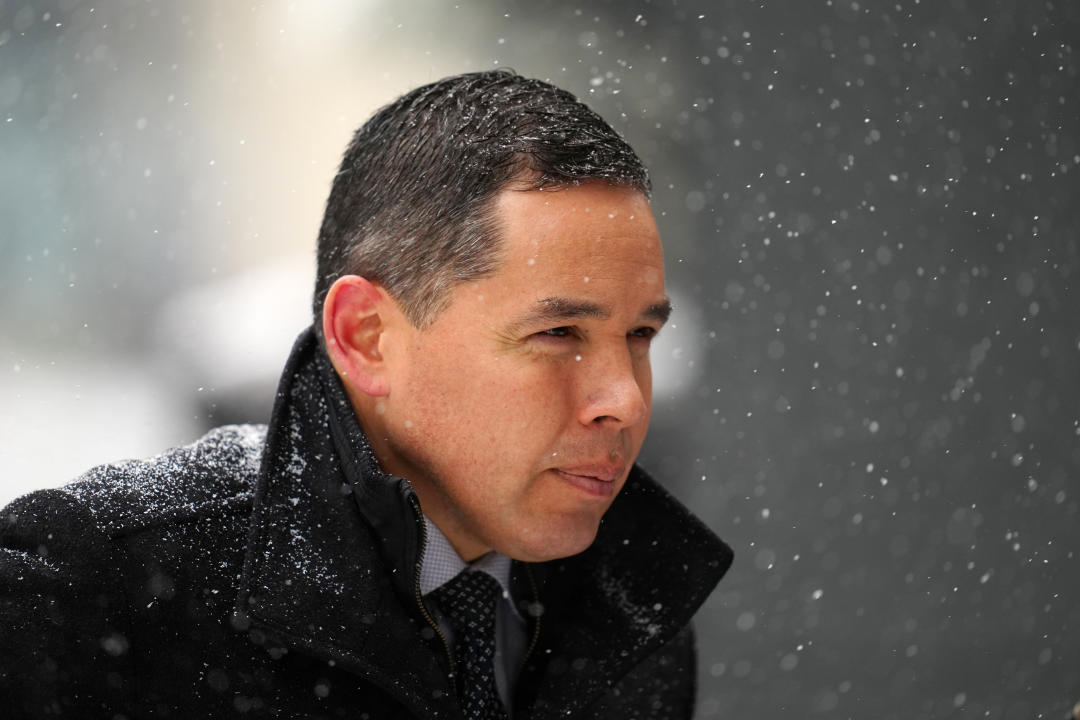 Inuit Tapiriit Kanatami president Natan Obed arrives to the funeral of former prime minister Brian Mulroney, in Montreal, Saturday, March 23, 2024. THE CANADIAN PRESS/Sean Kilpatrick