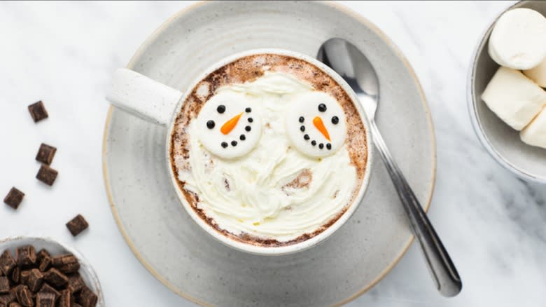 snowman soup in mug