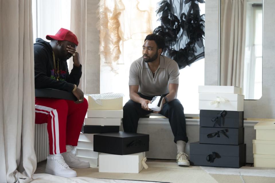 <div class="inline-image__caption"><p>Brian Tyree Henry as Alfred "Paper Boi" Miles and Donald Glover as Earn Marks in <em>Atlanta</em>'s "White Fashion" </p></div> <div class="inline-image__credit">Rob Youngson/FX</div>
