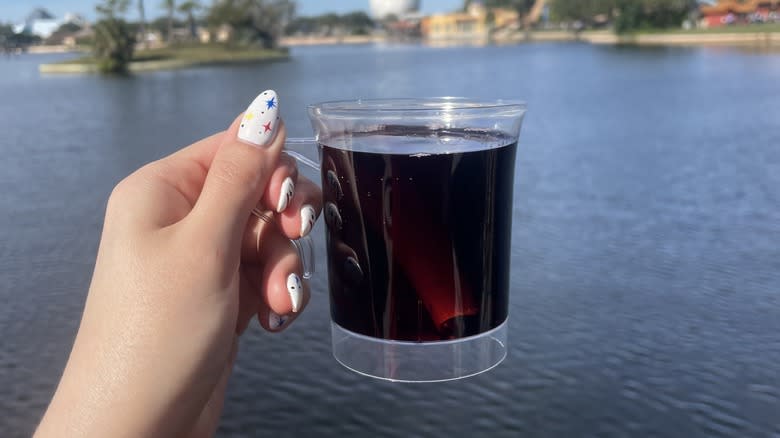 Red wine in glass cup