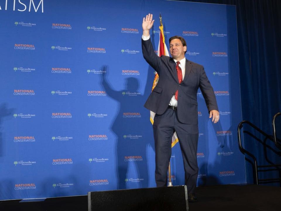 Florida Gov. Ron DeSantis, a Republican, delivered the keynote speech at the National Conservatism Conference in Aventura, Florida, on September 11, 2022.