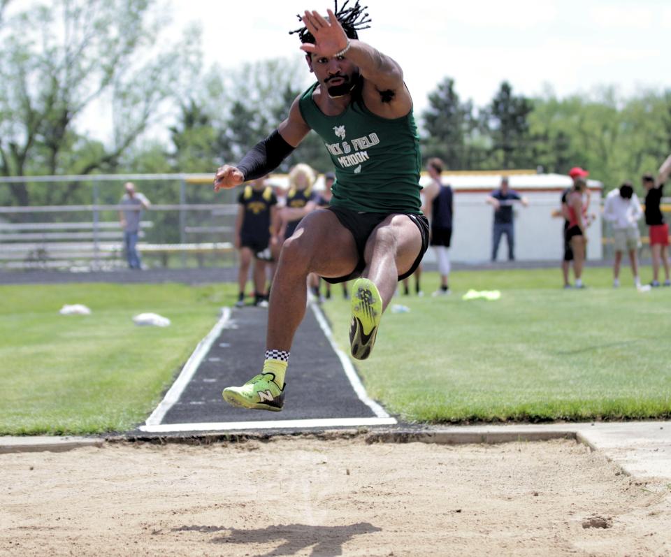 Jack McCaw of Mendon is the leader in the long jump for the county so far this season.
