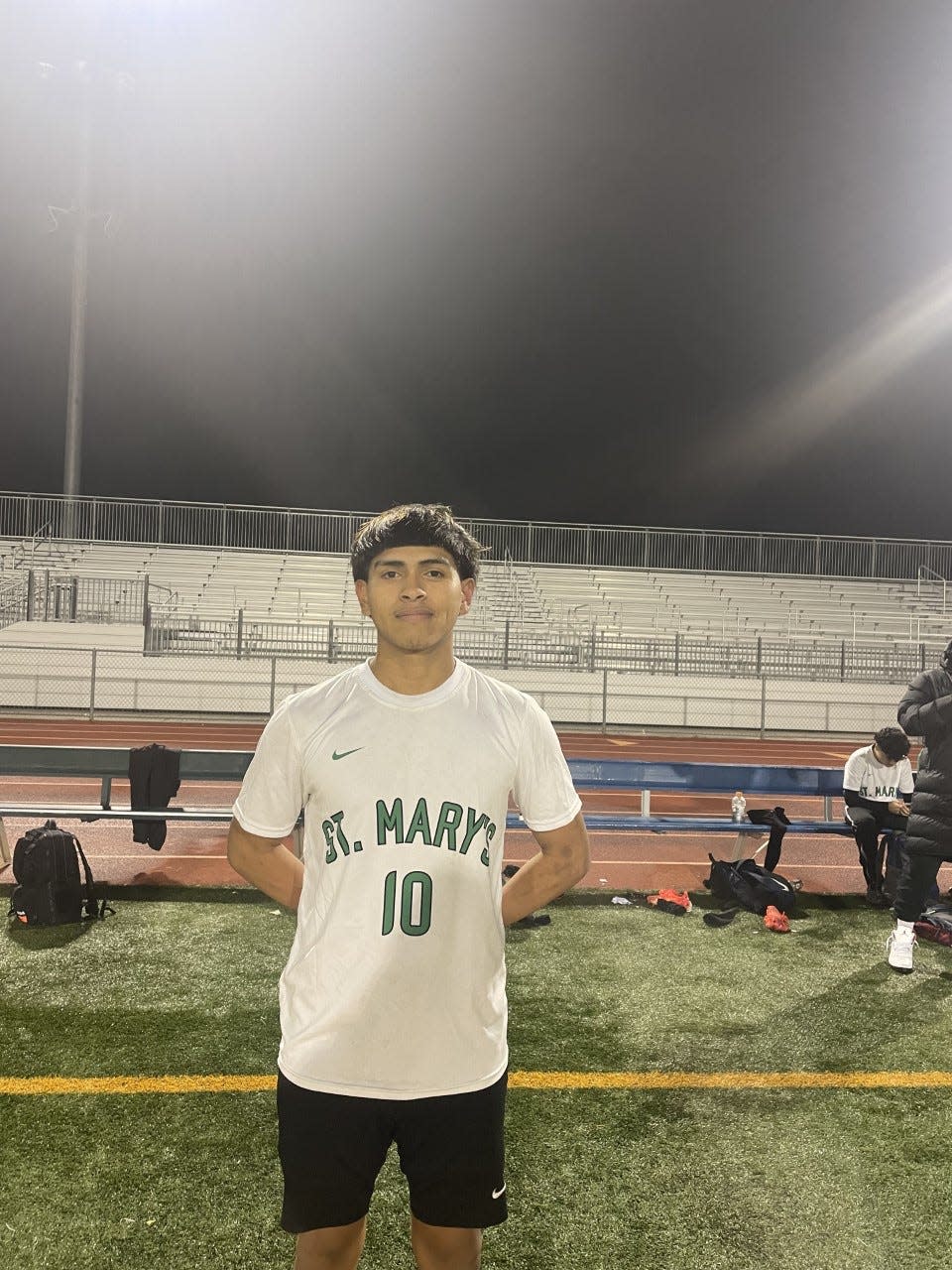 St. Mary's senior Leo Ponce posses for a photo following a match against Tracy on Friday at Tracy High School, 315 E 11th St, Tracy, CA.