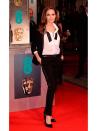 <p>Angelina Jolie wearing Saint Laurent at the BAFTAs 2014.</p>