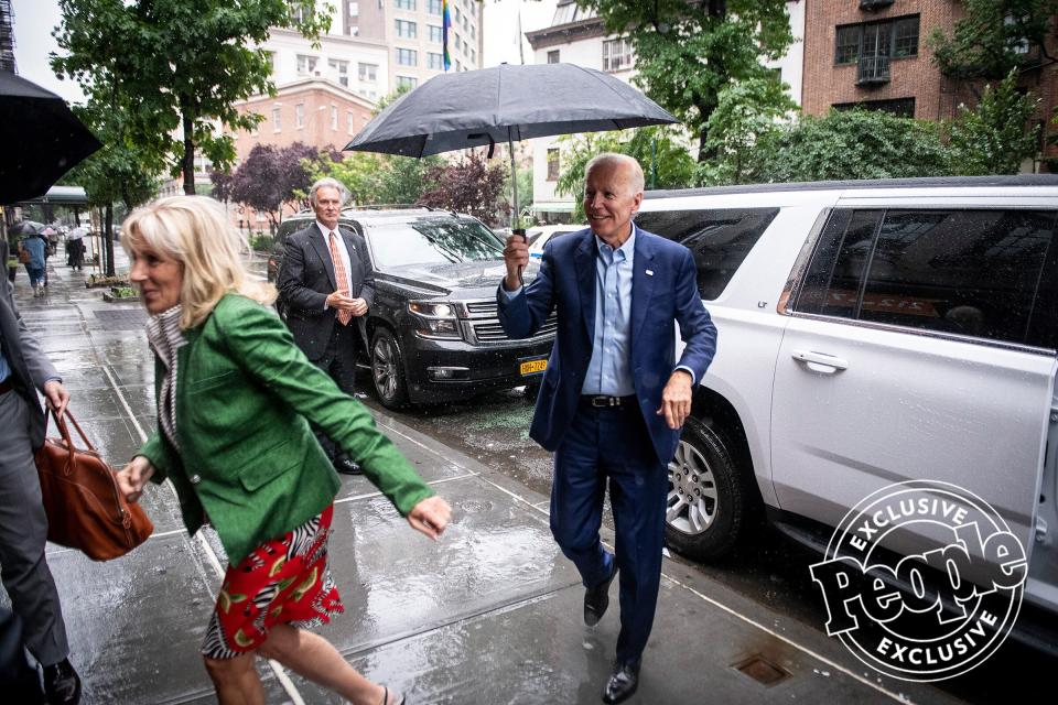 Biden and his wife, former Second Lady Jill Biden, head into the Stonewall Inn — the site of a famous pro-gay protest in the late '60s that catalyzed the LGBTQ rights movement — on June 18, 2019, in New York City.