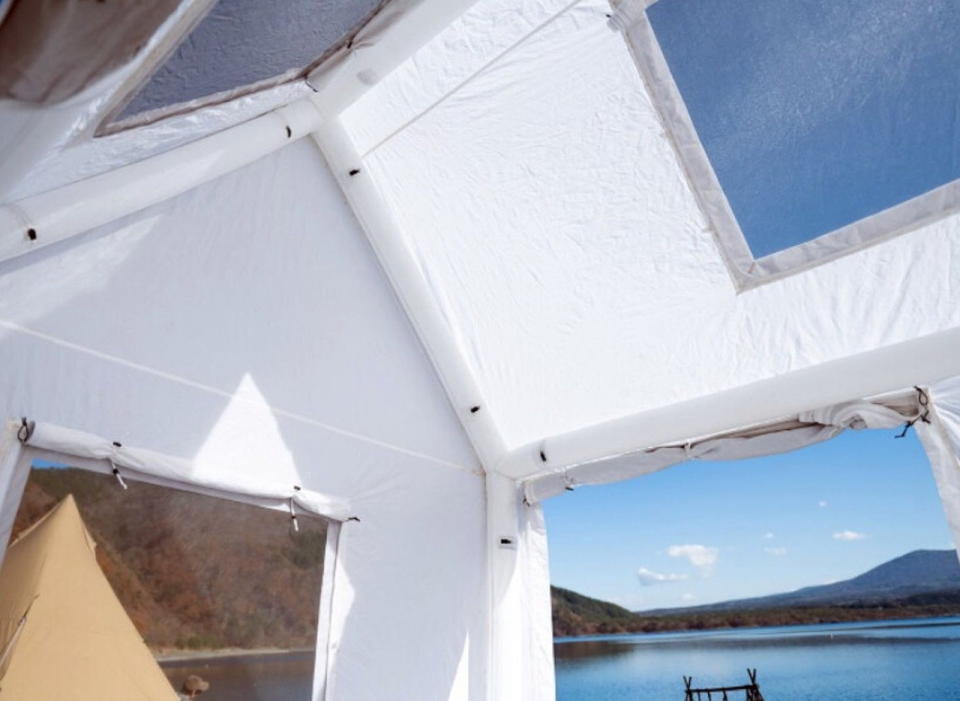 Large skylights in the roof of Air Architecture's inflatable tent.