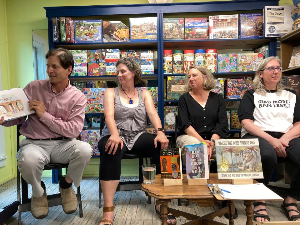 Vermont Lt. Gov. David Zuckerman reads the book "And Tango Makes Three," at Bridgeside Books in Waterbury, Vt., Aug. 13, 2023, as part of his banned book reading tour.