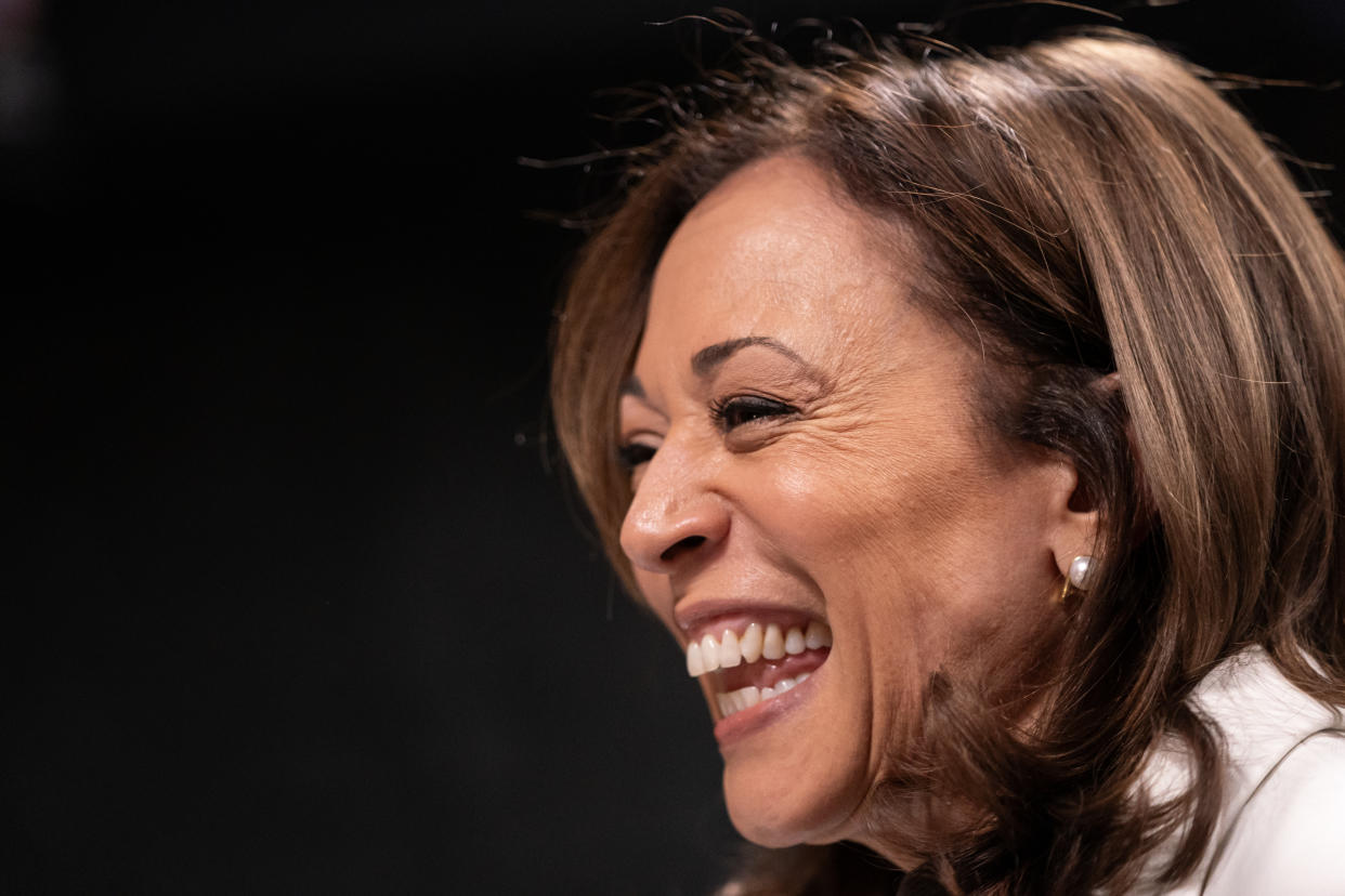 WASHINGTON, DC - JULY 19: U.S. Vice President Kamala Harris visits Smize & Dream Ice Cream shop on July 19, 2024 in Washington, DC. Harris made the stop as pressure continues to increase on President Joe Biden to end his presidential campaign. (Photo by Nathan Howard/Getty Images)