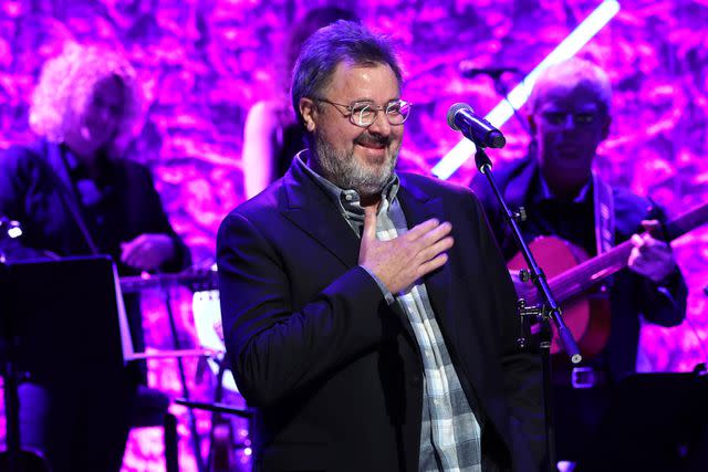 <p>Terry Wyatt/Getty</p> Vince Gill performs onstage during the Class of 2023 Medallion Ceremony at Country Music Hall of Fame and Museum on Oct. 22, 2023 in Nashville