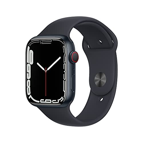 Apple Watch Series 7 GPS + Cellular, 45mm Midnight Aluminum Case with Midnight Sport Band - Reg…