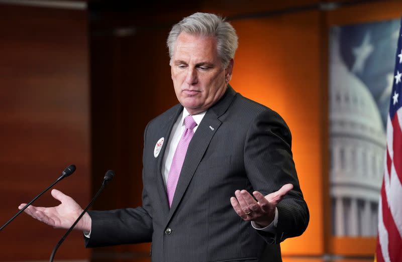 Kevin McCarthy speaks at the U.S. Capitol in Washington