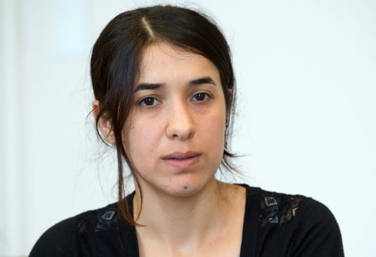 Former Islamic State group (IS) hostage Nadia Murad gives an interview in Stuttgart, southern Germany on September 12, 2016