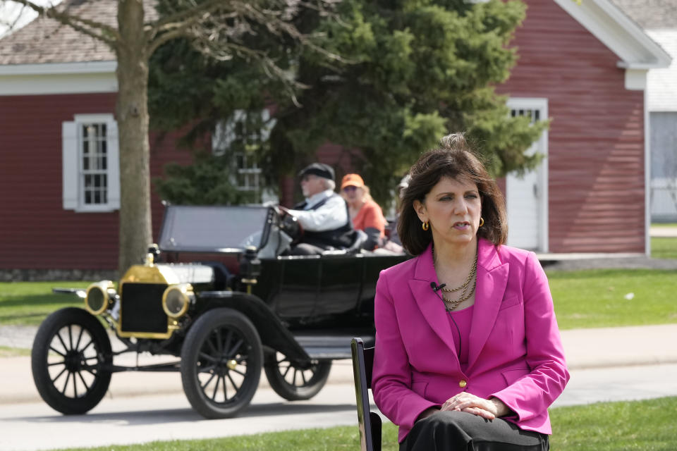 Patricia Mooradian, The Henry Ford's president and chief executive is interviewed at The Henry Ford, Friday, April 14, 2023, in Dearborn, Mich. Named after Ford Motor Co. founder and American industrialist Henry Ford, The Henry Ford sits on 250 acres and features a museum and Greenfield Village where more than 80 historic structures are displayed and maintained. The Jackson House from Selma, Ala., will join the courthouse where Abraham Lincoln first practiced law, the laboratory where Thomas Edison perfected the light bulb and the home and workshop where Orville and Wilbur Wright invented their first airplane. (AP Photo/Carlos Osorio)