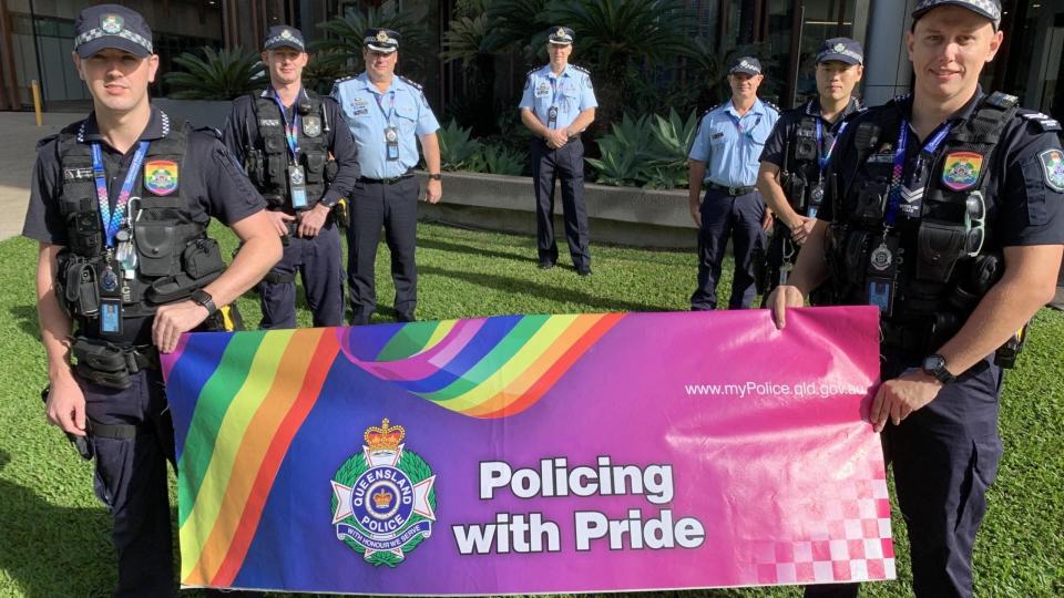 Queensland Police officers join the community to celebrate diversity. Photo: QPS/Twitter