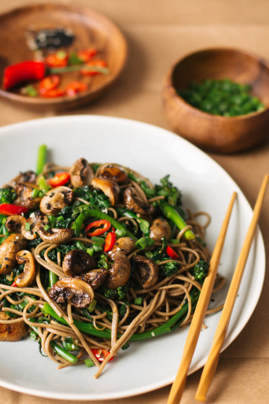 <p>Addictively good, these roasted teriyaki mushrooms and soba noodles are bound to be a favorite.</p><p><strong>Get the recipe: <a href="https://www.sobremesa-blog.com/blog/roasted-teriyaki-mushrooms-soba-noodles" rel="nofollow noopener" target="_blank" data-ylk="slk:Roasted Teriyaki Mushrooms and Soba Noodles;elm:context_link;itc:0;sec:content-canvas" class="link rapid-noclick-resp"><em>Roasted Teriyaki Mushrooms and Soba Noodles</em></a></strong></p>