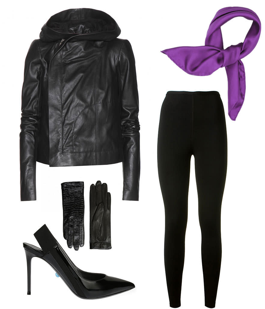 Bring May Day’s look into 2015 with a shoulder pad-free version of her cool leather jacket.